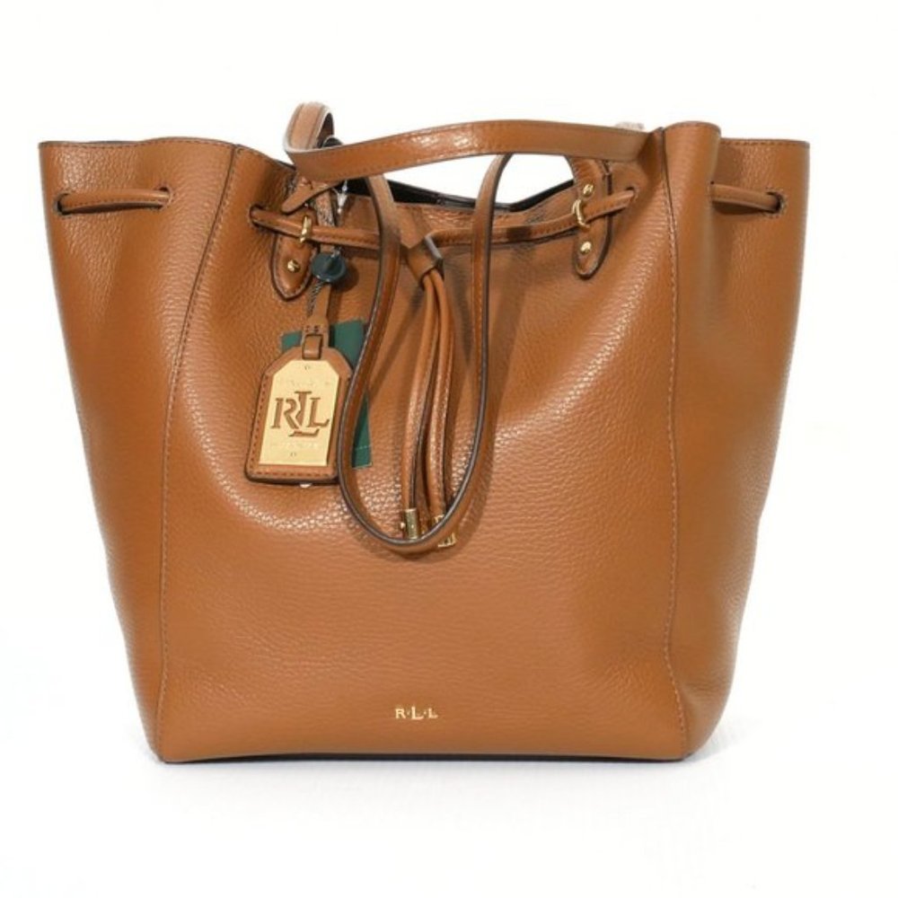 LAUREN Ralph Lauren Bridle Leather Drawstring Tote